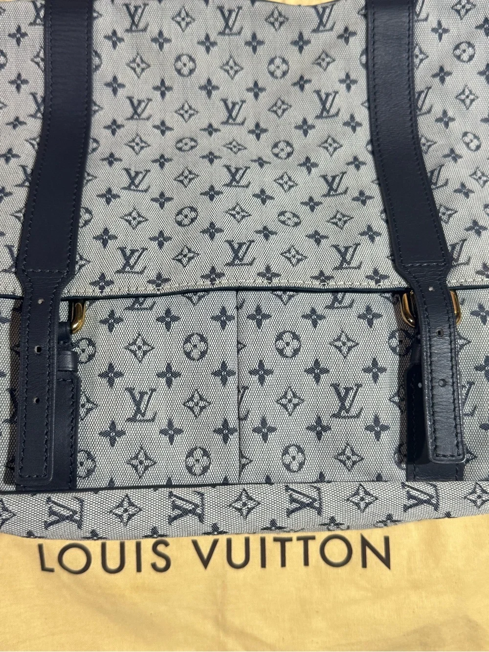 Louis Vuitton Gray Monogram Messenger with Black Straps